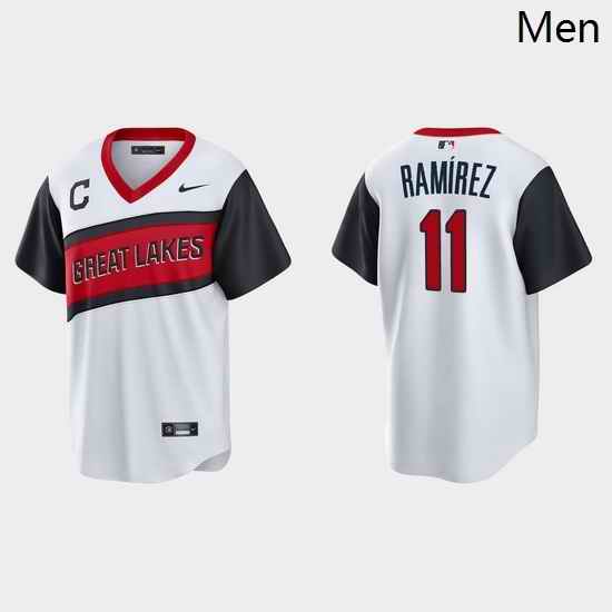 Men Cleveland Indians 11 Jose Ramirez Men Nike White 2021 Little League Class Game MLB Jersey